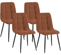 CLP Pack de 4 sillas de Comedor tapizadas Tilde, sillas de Cocina con Respaldo y Patas metálicas Negras, resisten hasta 150 kg | Color Naranja Material Pana