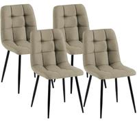 CLP Pack de 4 sillas de Comedor tapizadas Tilde, sillas de Cocina con Respaldo y Patas metálicas Negras, resisten hasta 150 kg | Color Gris Pardo Material Tela