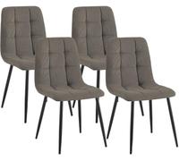 CLP Pack de 4 sillas de Comedor tapizadas Tilde, sillas de Cocina con Respaldo y Patas metálicas Negras, resisten hasta 150 kg | Color Gris Pardo Material Pana