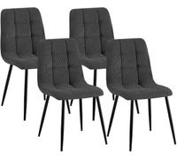 CLP Pack de 4 sillas de Comedor tapizadas Tilde, sillas de Cocina con Respaldo y Patas metálicas Negras, resisten hasta 150 kg | Color Gris Material Pana