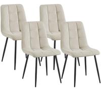 CLP Pack de 4 sillas de Comedor tapizadas Tilde, sillas de Cocina con Respaldo y Patas metálicas Negras, resisten hasta 150 kg | Color Crema Material Pana