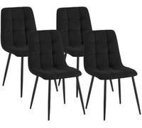 CLP Pack de 4 sillas de Comedor tapizadas Tilde, sillas de Cocina con Respaldo y Patas metálicas Negras, resisten hasta 150 kg | Color Negro Material Pana