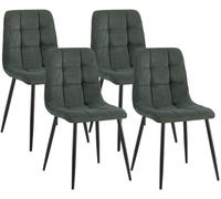 CLP Pack de 4 sillas de Comedor tapizadas Tilde, sillas de Cocina con Respaldo y Patas metálicas Negras, resisten hasta 150 kg | Color Verde Claro Material Pana