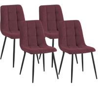 CLP Pack de 4 sillas de Comedor tapizadas Tilde, sillas de Cocina con Respaldo y Patas metálicas Negras, resisten hasta 150 kg | Color Burdeos Material Pana
