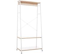 CLP Perchero De Pie Luton Con Estructura De Metal & 3 Estantes De Madera I Estante Para Ropa Moderno & Versátil, Color:natural/blanco