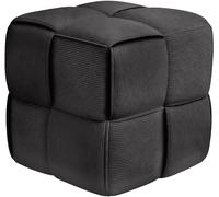 CLP Puff Forinta de Pana, Cuadrado Acolchado, diseño Moderno Beige, cómodo y Estable para salón y Dormitorio Color:Gris Oscuro