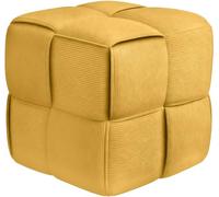CLP Puff Forinta de Pana, Cuadrado Acolchado, diseńo Moderno Beige, cómodo y Estable para salón y Dormitorio, Color:Amarillo