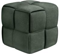 CLP Puff Forinta de Pana, Cuadrado Acolchado, diseño Moderno Beige, cómodo y Estable para salón y Dormitorio Color Verde Oscuro