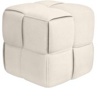 CLP Puff Forinta de Pana, Cuadrado Acolchado, diseño Moderno Beige, cómodo y Estable para salón y Dormitorio Color Crema