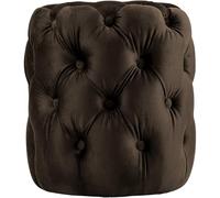 CLP Trading GmbH – Puff redondo Drancy – Terciopelo acolchado con botones Chesterfield – marrón M