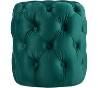 CLP Puff Redondo de Terciopelo Drancy, Acolchado con Botones Decorativos, Estilo Chesterfield, para Sala de Estar o Dormitorio Color:Verde Oscuro;Tamaño:M