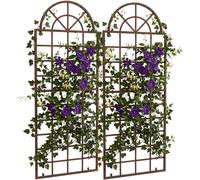 CLP Rankgitter Viva, juego de 2 en hierro con arco redondeado y soporte de pared, para jardín. Color: marrón envejecido