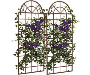 CLP Rankgitter Viva, juego de 2 en hierro con arco redondeado y soporte de pared, para jardín. Color: marrón envejecido