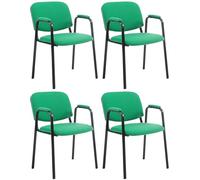 CLP Set 4 Sillas Apilables Ken Pro con Reposabrazos Acolchados de Tela, para Conferencia y Oficina, Estructura Negra Resistente 150 kg Color:Verde Claro