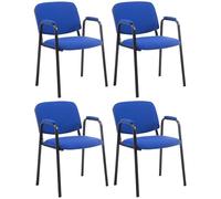 CLP Set 4 Sillas Apilables Ken Pro con Reposabrazos Acolchados de Tela, para Conferencia y Oficina, Estructura Negra Resistente 150 kg, Color:Azul