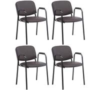 Set de 4 sillas apilables ken pro de piel sintética simil cuero marrón 55x53x79 cm