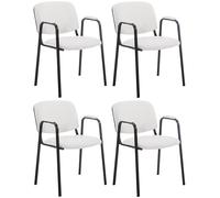 Set de 4 sillas apilables ken pro de piel sintética simil cuero blanco 55x53x79 cm