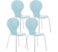 CLP Set 4X Sillas de Visita Diego Apilable I Juego de 4X Silla de Comedor con Asiento de Madera I 4X Silla de Cocina con Base de Metal I Color:, Color:Azul Claro