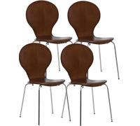 CLP Set 4X Sillas de Visita Diego Apilable I Juego de 4X Silla de Comedor con Asiento de Madera I 4X Silla de Cocina con Base de Metal I Color:, Color:marrón