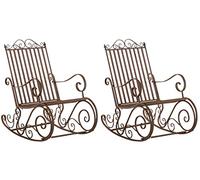 CLP Set De 2 Mecedoras De Hierro Smilla I Sillones De Exterior En Estilo Rústico I Mecedoras para Jardín o Balcón, Color:marrón