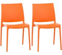 Set de 2 sillas apilables maya plástico naranja 50x44x81 cm