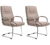 CLP Set De 2 Sillas Cantilever XXL Attila En Tela I Sillas De Conferencia Acolchadas Voladizas con Reposabrazos Color:Gris Pardo