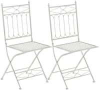 CLP Set De 2 Sillas De Balcón Asina con Función Plegable I Sillas De Jardín En Hierro Forjado Impermeables Rústicas, Color:Blanco Envejecido