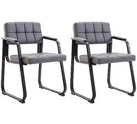 Set de 2 sillas de conferencia canada b simil cuero gris 58x59x84 cm