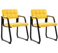 CLP Set De 2 Sillas De Coferencia Canada B Tapizadas En Polipiel I Sillas Confidente con Base Metálica & Reposabrazos | Color Amarillo