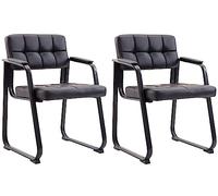 CLP Set De 2 Sillas De Coferencia Canada B Tapizadas En Polipiel I Sillas Confidente con Base Metálica & Reposabrazos Color:Negro