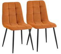 CLP Set de 2 sillas de Comedor Antibes tapizadas, sillas de Cocina con Respaldo y tapizado de Pana, Estructura Metalica hasta 150 kg, Color:Naranja