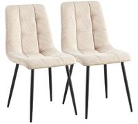 CLP Set de 2 sillas de Comedor Antibes tapizadas, sillas de Cocina con Respaldo y tapizado de Pana, Estructura Metalica hasta 150 kg, Color:Crema