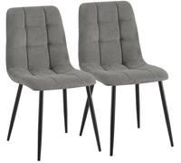 CLP Set de 2 sillas de Comedor Antibes tapizadas, sillas de Cocina con Respaldo y tapizado de Pana, Estructura Metalica hasta 150 kg, Color:Gris