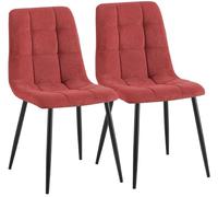 CLP Set de 2 sillas de Comedor Antibes tapizadas, sillas de Cocina con Respaldo y tapizado de Pana, Estructura Metalica hasta 150 kg, Color:Burdeos