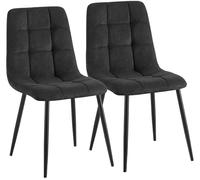 CLP Set de 2 sillas de Comedor Antibes tapizadas, sillas de Cocina con Respaldo y tapizado de Pana, Estructura Metalica hasta 150 kg, Color:Negro