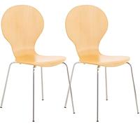 CLP Set De 2 Sillas De Comedor Apilable Diego I 2 Sillas De Conferencia con Asiento De Madera I 2 Sillas De Cocina con Base De Metal I Color:, Color:Natura