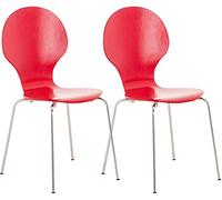 CLP Set De 2 Sillas De Comedor Apilable Diego I 2 Sillas De Conferencia con Asiento De Madera I 2 Sillas De Cocina con Base De Metal I Color:, Color:Rojo