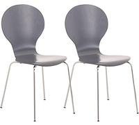 CLP Set De 2 Sillas De Comedor Apilable Diego I 2 Sillas De Conferencia con Asiento De Madera I 2 Sillas De Cocina con Base De Metal I Color:, Color:Gris