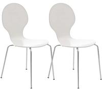 CLP Set De 2 Sillas De Comedor Apilable Diego I 2 Sillas De Conferencia con Asiento De Madera I 2 Sillas De Cocina con Base De Metal I Color:, Color:Blanco