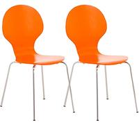 CLP Set De 2 Sillas De Comedor Apilable Diego I 2 Sillas De Conferencia con Asiento De Madera I 2 Sillas De Cocina con Base De Metal I Color:, Color:Naranja