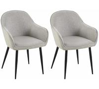CLP – Set de 2 sillas de comedor Boise – Tela, base metálica, reposabrazos y respaldo – Gris