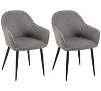 CLP Set de 2 sillas de Comedor Boise en Tela con Base metálica I Juego de 2 butacas de salón con reposabrazos & Respaldo, Color:Gris Oscuro