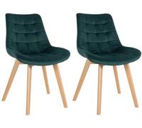 CLP Set De 2 Sillas De Comedor Brook En Terciopelo I Juego De 2 Butacas con Estilo Escandinava con Base De Madera Color:Verde Claro