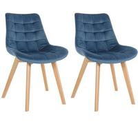 CLP Set De 2 Sillas De Comedor Brook En Terciopelo I Juego De 2 Butacas con Estilo Escandinava con Base De Madera Color:Azul