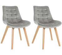 CLP Set De 2 Sillas De Comedor Brook En Terciopelo I Juego De 2 Butacas con Estilo Escandinava con Base De Madera Color:Gris