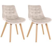 CLP Set De 2 Sillas De Comedor Brook En Terciopelo I Juego De 2 Butacas con Estilo Escandinava con Base De Madera | Color Crema