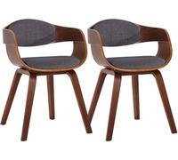 CLP Sillas de comedor Kingston Pack de 2 Tela y madera Nuez/Gris claro 46x49x73 cm