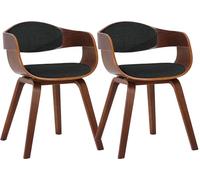 CLP Set De 2 Sillas De Comedor Kingston En Tela & Madera I Pack De 2 Butacas Nórdicas para Reuniones Modernas, Color:Nuez/Negro, Color del Marco:Nuez