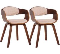 Set de 2 sillas de comedor kingston de tela y madera nogal/crema 46x49x73 cm
