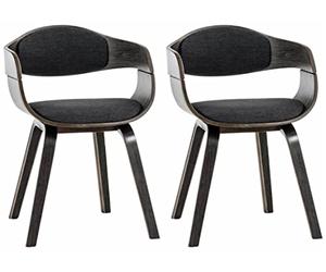 CLP Set De 2 Sillas De Comedor Kingston En Tela & Madera I Pack De 2 Butacas Nórdicas para Reuniones Modernas, Color:Gris/RIS Oscuro, Color del Marco:Gris